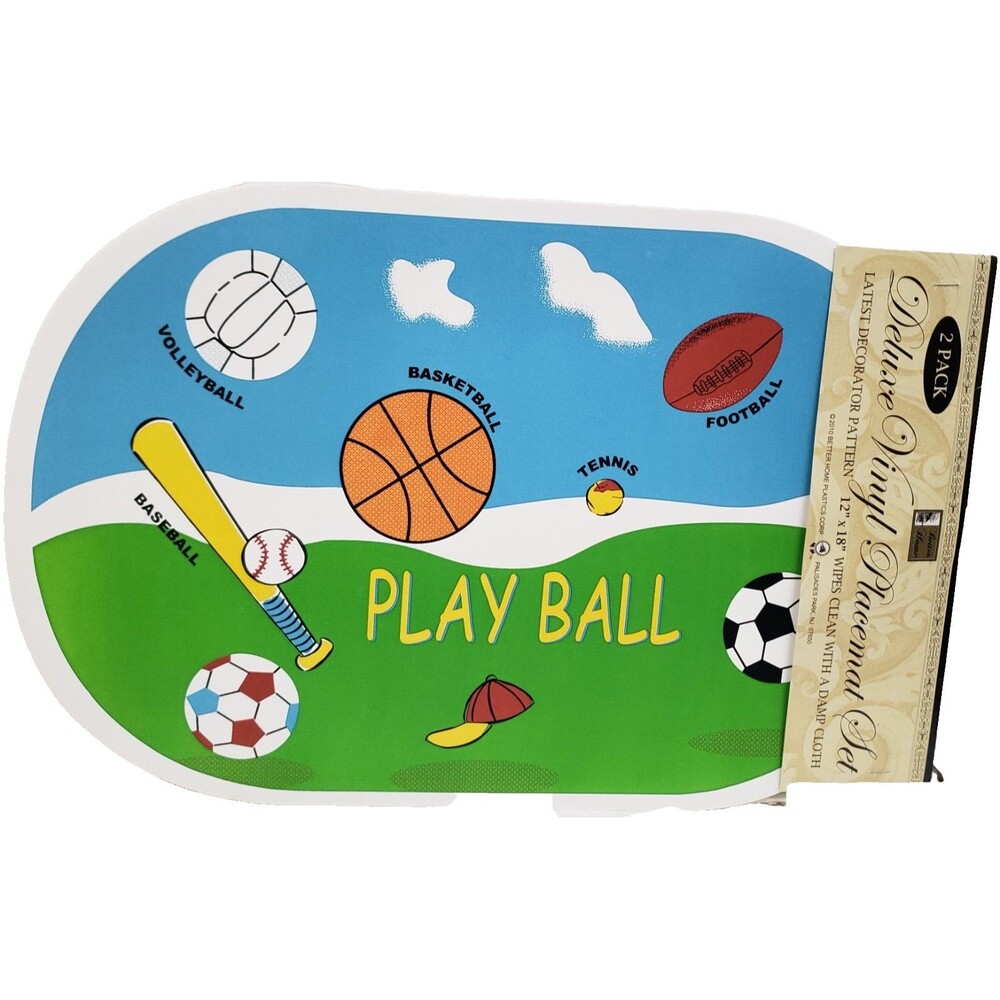 Set of 4 Same Oval Kitchen Vinyl Placemats(18"x12") VARIOUS SPORTS ACCESORIES,BH